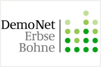 Logo und Schriftzug DemoNet Erbse Bohne