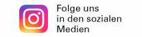 Icon Instagram mit "Folge uns in den sozialen Medien" Schriftzug
